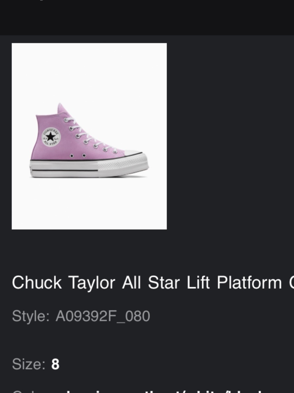 Chuck Taylor All Star Lift Platform Canvas High Tops in Amethyst and White - Picture 6 of 6